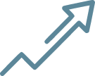 Linegraph with upward arrow - Icon